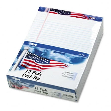 Tops Tops 75111 American Pride Writing Pad Jr. Lgl Rule 8-1/2 x 11-3/4 WE 50-Sheet Dz 75111